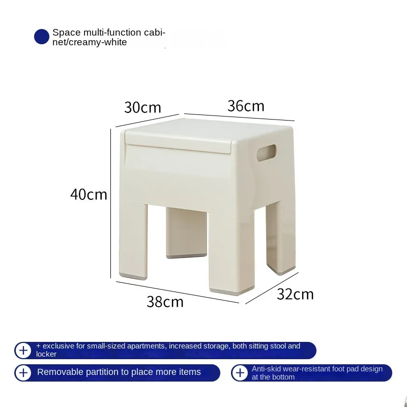 Folding Storage Stool Portable Solid Color Plastic Stool Simple Children\'s Living Room Bedroom Decorative Ottomans Furniture