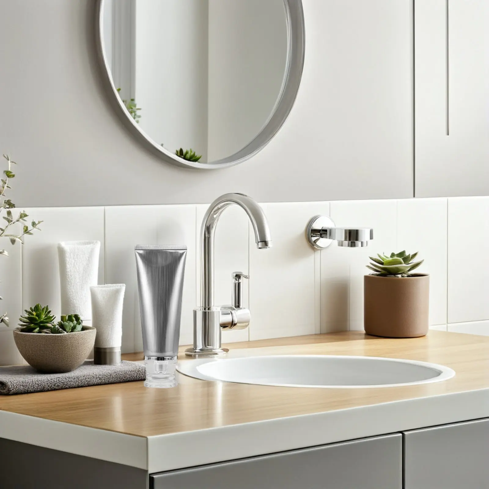 4 Tubes Souples Anti-Fuite avec Bouchons Dorés et Argentés – Emballage Portable pour Soins de la Peau – Nettoyant Visage 100g