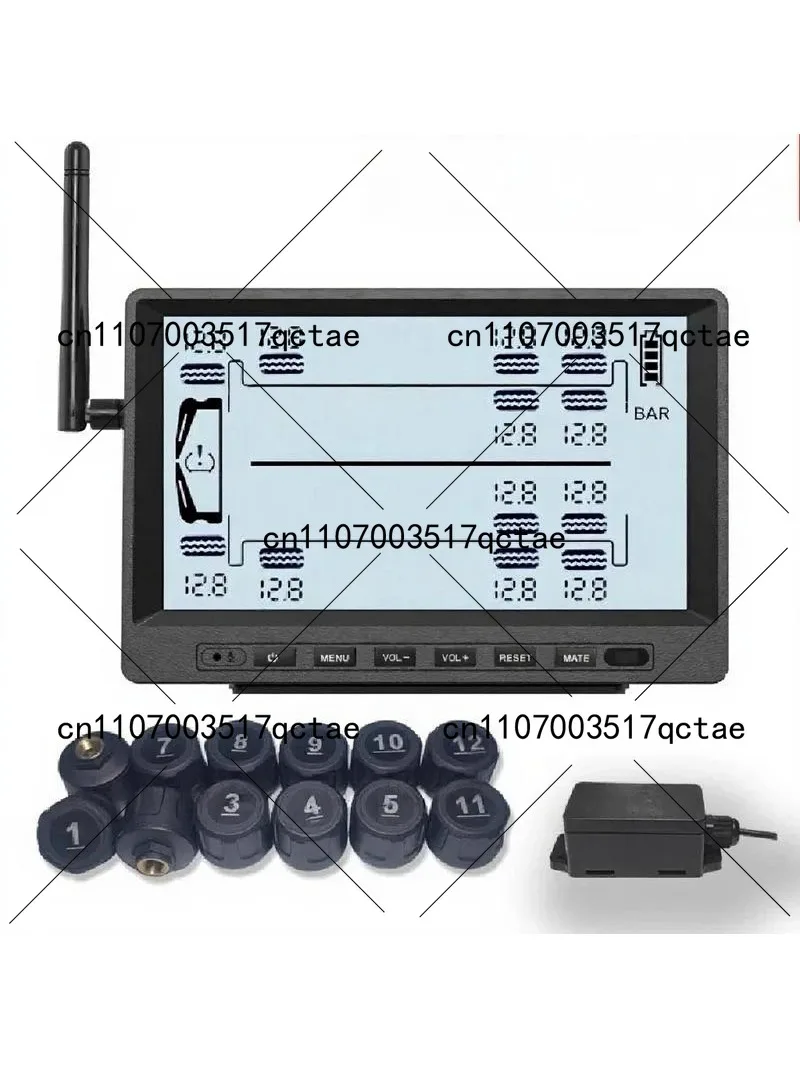 Automotive 6 8 12 16 22 Wheel Tire Pressure Monitoring System Sensor 12 Rounds 0-15 Bar for Trailer