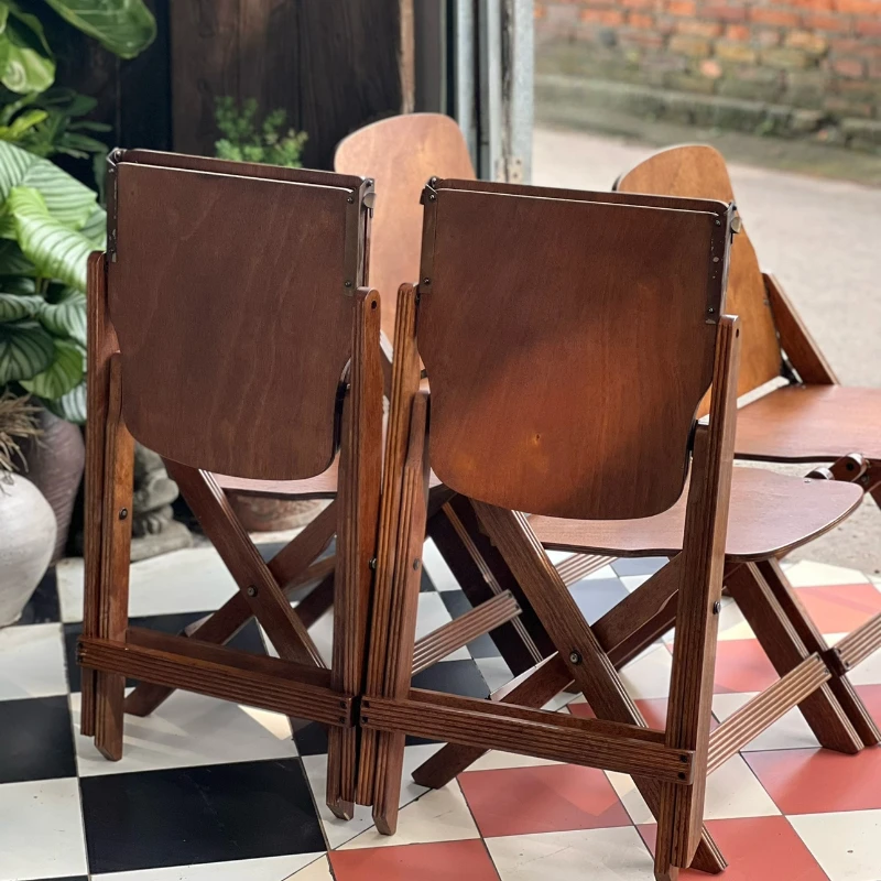 Solid Wood Folding Garden Chair, Outdoor Portable Camping Cadeira de jantar, Varanda Vintage Chaise De Jhump, Mobília do pátio, WK50GC
