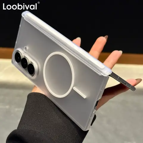 for Magsafe Matte Transparent Ultra Thin Magnetic Case For Samsung Galaxy Z Fold7 Fold 4 5 6 Zfold7 with Hinged Shockproof Cover