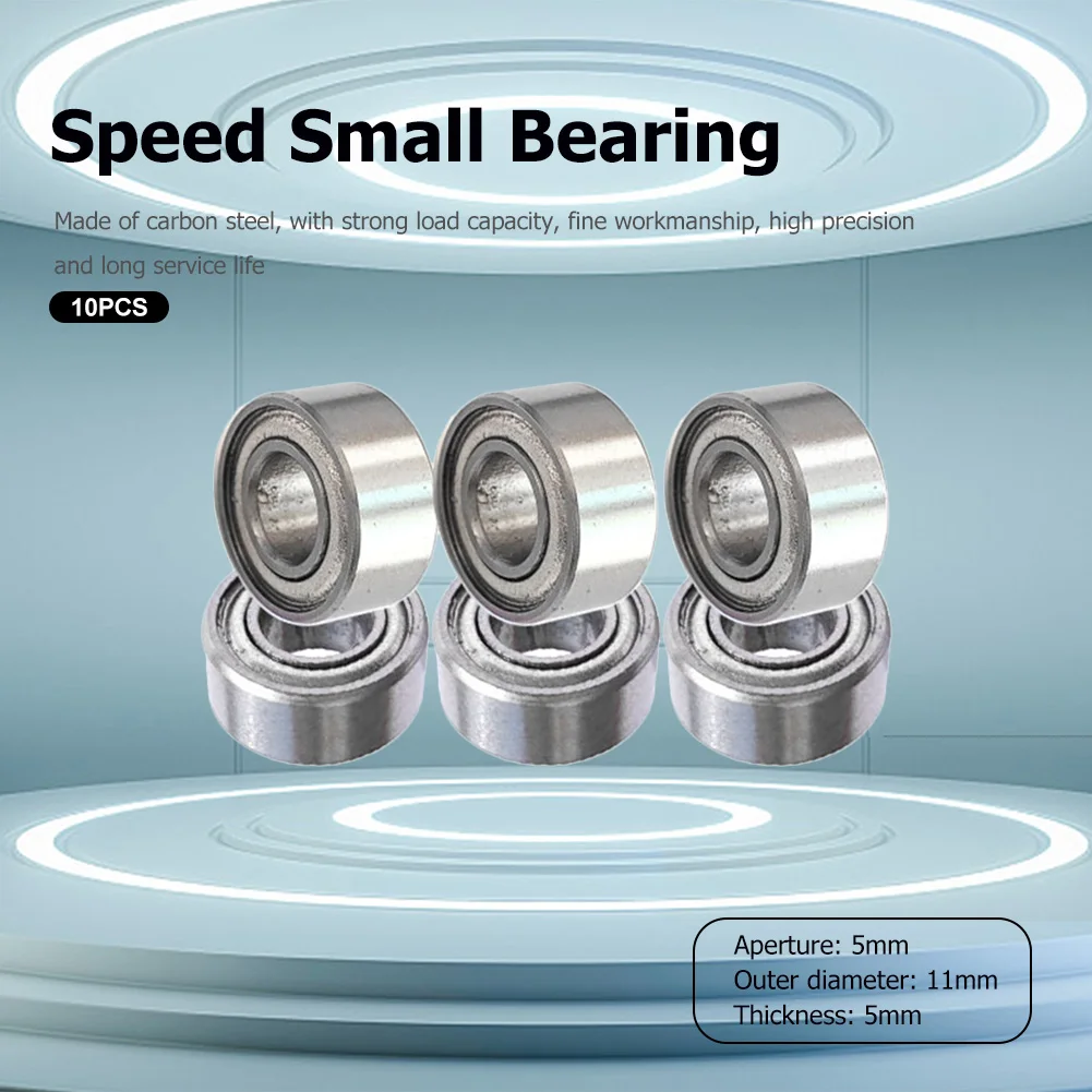 

10pcs High Speed Bearing Miniature 685ZZ Metal Shielded Ball Bearings Strong Load Capability Carbon Steel 5x11x5mm Home Hardware