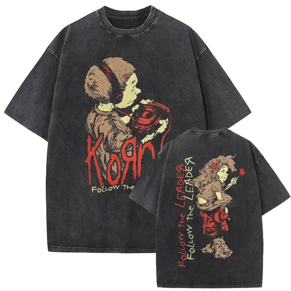 

Випраная винтажная рок-группа Korn Ftl 25, футболка Follow The Leader, мужская готическая повседневная футболка большого размера, мужская футболка, мужская винтажная футболка