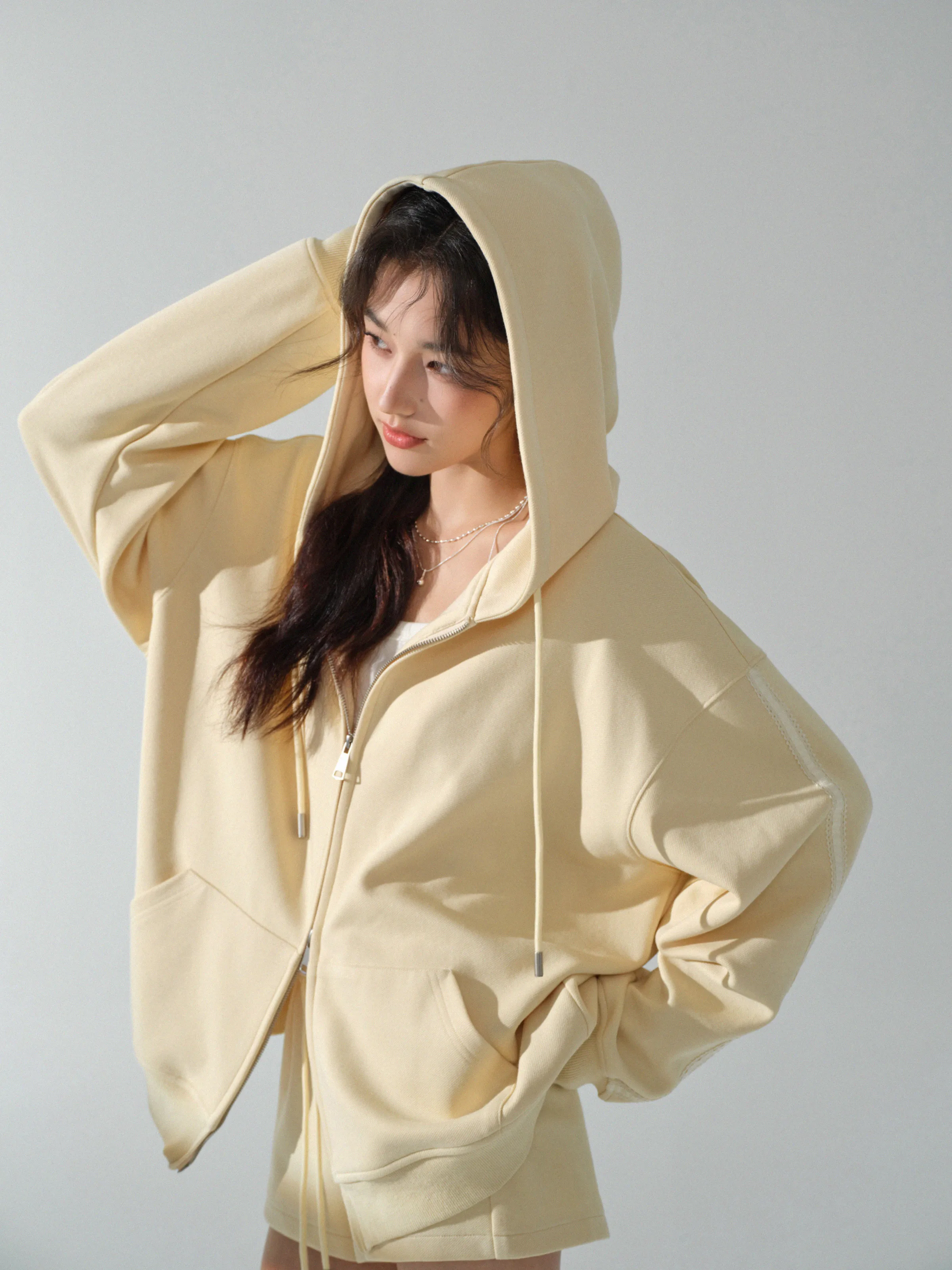 Casual Loose Zip Up Hoodie Women Autumn Oversized Sweatshirt Jacket American Drawstring Hooded Coat Relaxed Comfy Daily Outfit