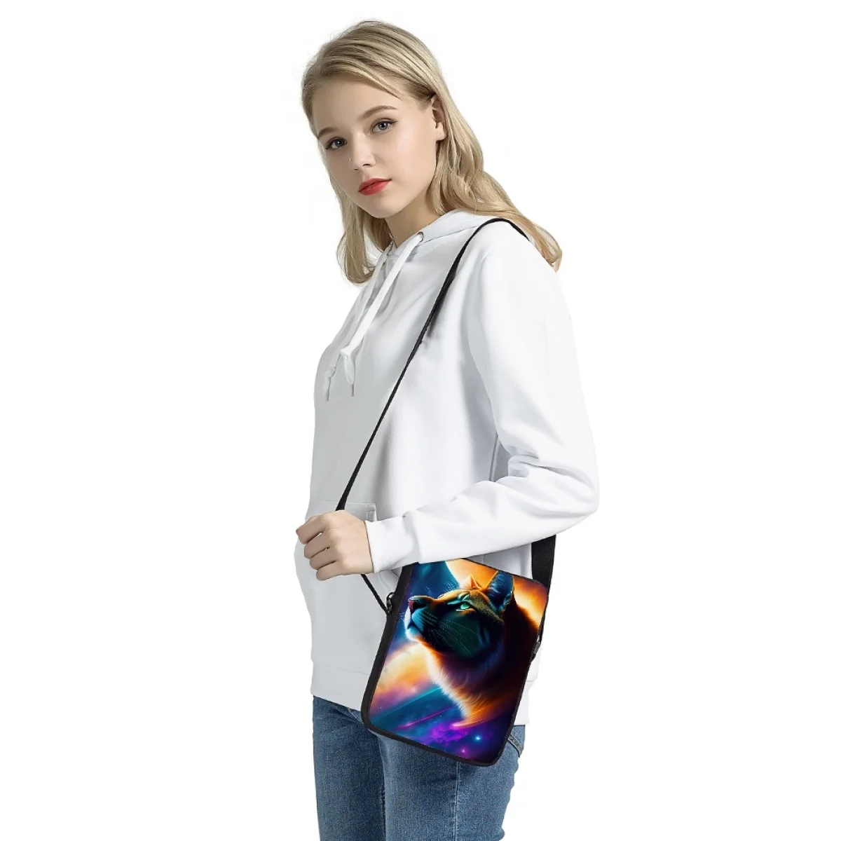 Bolso bandolera clásico con estampado de dibujos animados para mujer, bolsa de almuerzo para adolescentes, bolso de hombro para niños y niñas