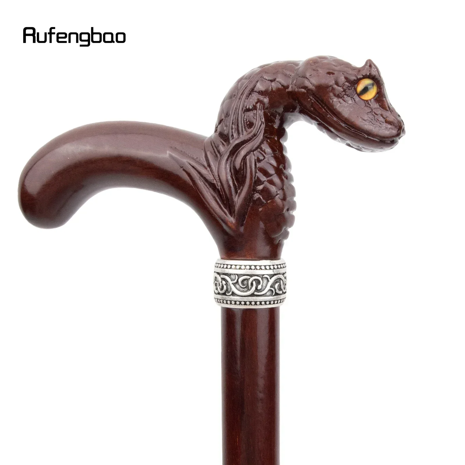 Braune Cobra-Schlange aus Holz, modischer Stock, dekorativer Vampir-Cospaly-Party-Holz-Gehstock, Performance-Bühnenstock, 93 cm