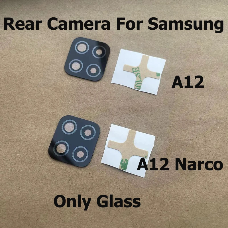 Arrière Arrière Caméra Verre Pour Samsung Galaxy A12 SM-A125 Avec Adhésif Autocollant Pour A12 Nacho SM-A127F Pièces De Rechange