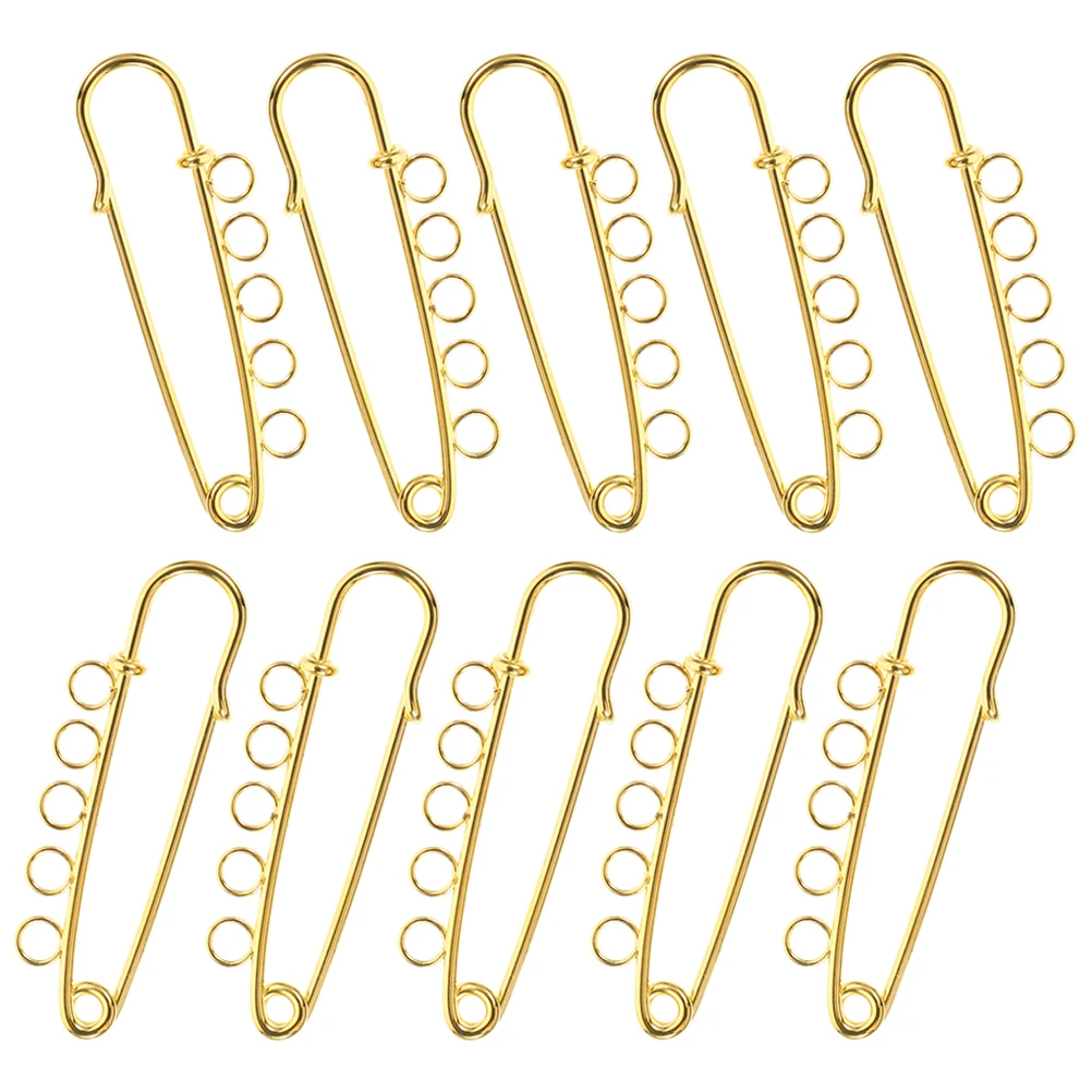 

10pcs Metal Safety Pins With Holes Brooch Findings Diy Craft Decorative Clothing Accessories Fixing Clips For Scarves Hats
