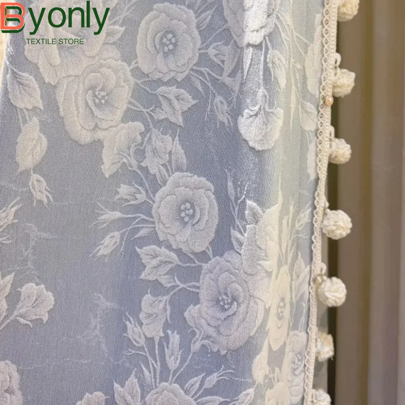 Blue Jacquard Thickened Blackout Chenille Curtains for Bedroom Living Room French Window Balcony Customized Finished Products