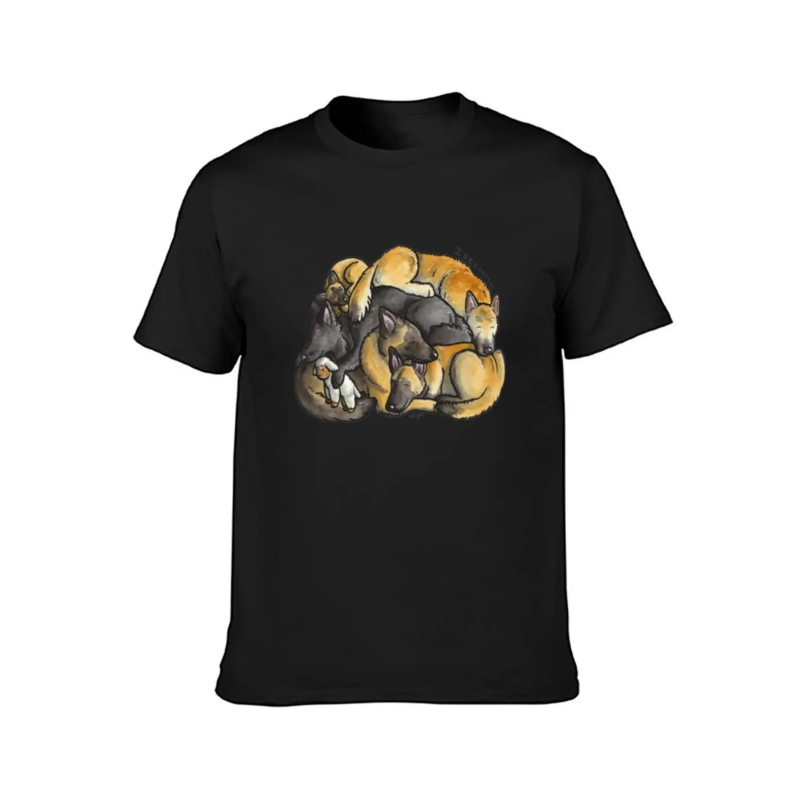 Sleeping pile of Belgian Shepherd dogs T-Shirt sublime blacks men graphic t shirts