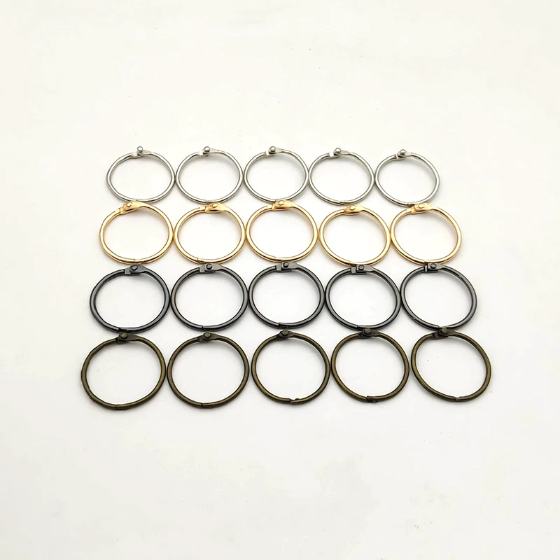 

50Pcs 30mm Gold Metal Loose Leaf Book Binder Hinged Rings Keychain Album Scrapbook Craft Black Open Rings Office Binder Hoops