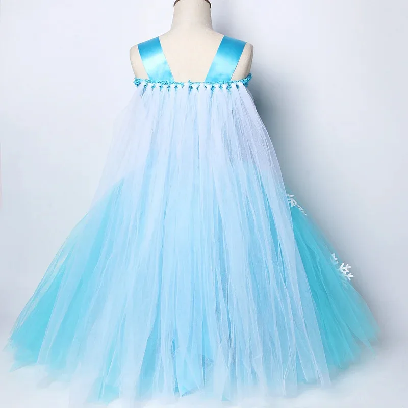 Sky03 Rainha da Neve Elsa Vestidos Longos para Meninas Trajes de Natal de Halloween com Capa Crianças Floco de Neve Roupa de Chão Princesa B55Ku %