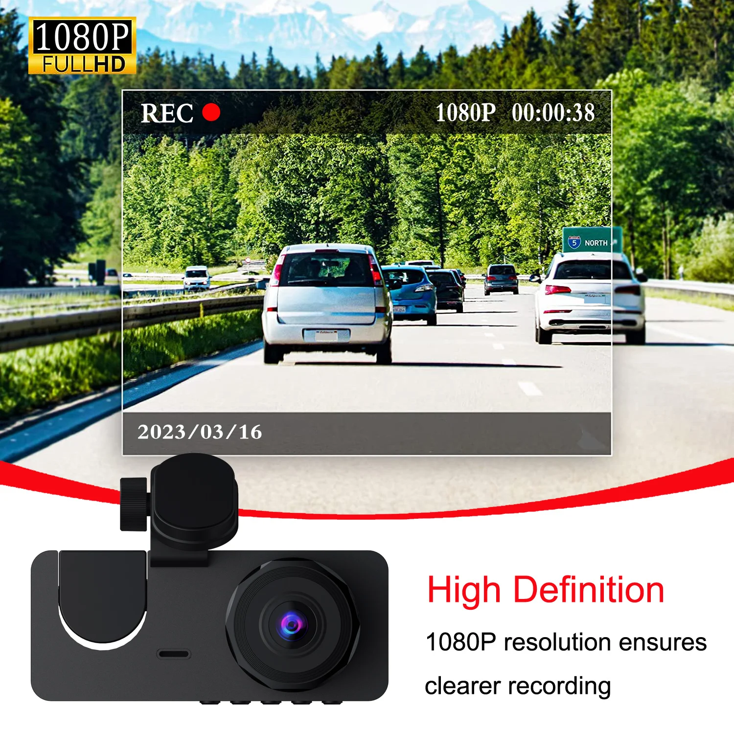 Dash Cam Front and Inside,Dash Camera for Cars, 1080P FHD DVR Car Dashboard Camera ,with  Loop Recording,2 inch Display