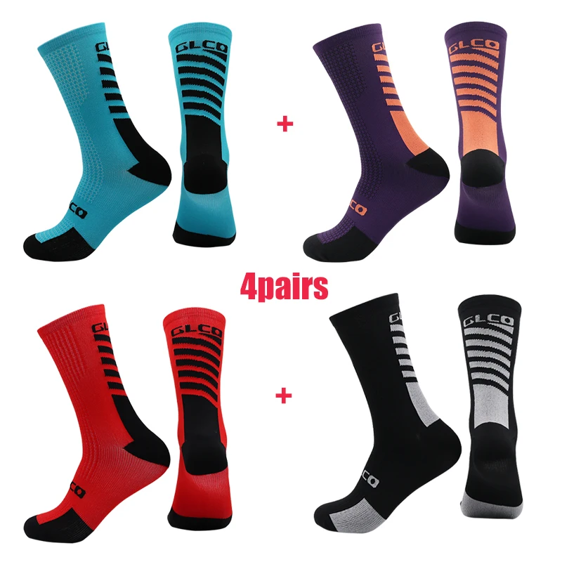 4Pairs/Set Aero Pure Color Cycling Socks Silicone Sports Non-Slip pro Racing Bicycle Summer Cool Calcetines Ciclismo