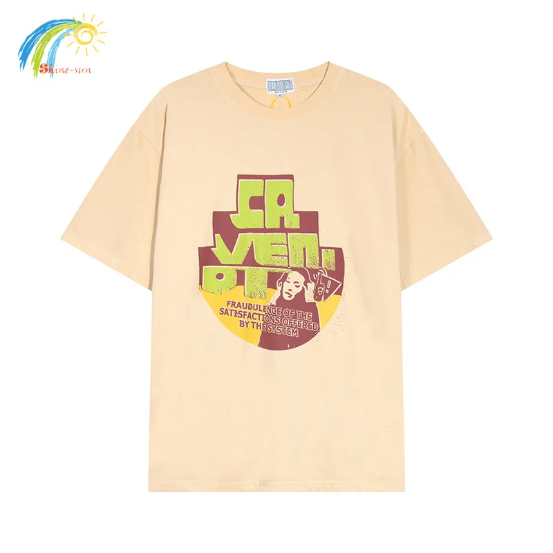 Architectural Contour Printing CAV EMPT C.E T Shirt Men Women Casual Fashion Loose CAVEMPT T-Shirt Apricot Tops With Tags