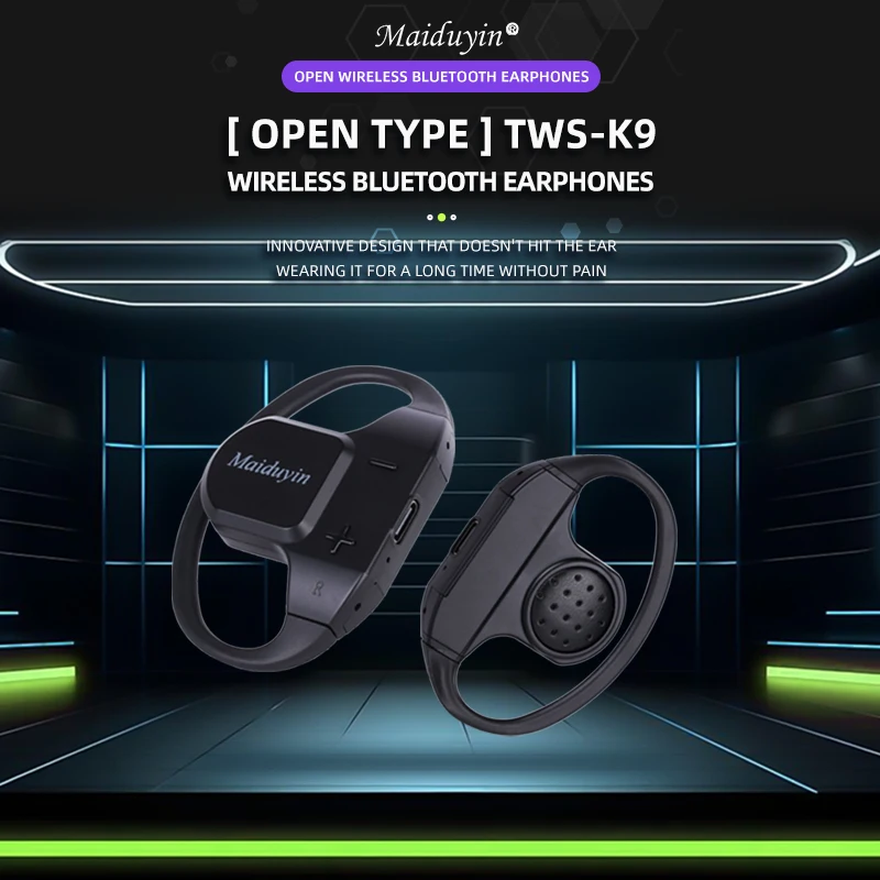 TWS K9 سماعات أذن رياضية بلوتوث 5.4 HIFI Bass سماعات لاسلكية تعمل باللمس حر اليدين سماعة إلغاء الضوضاء سماعة رأس مقاومة للماء