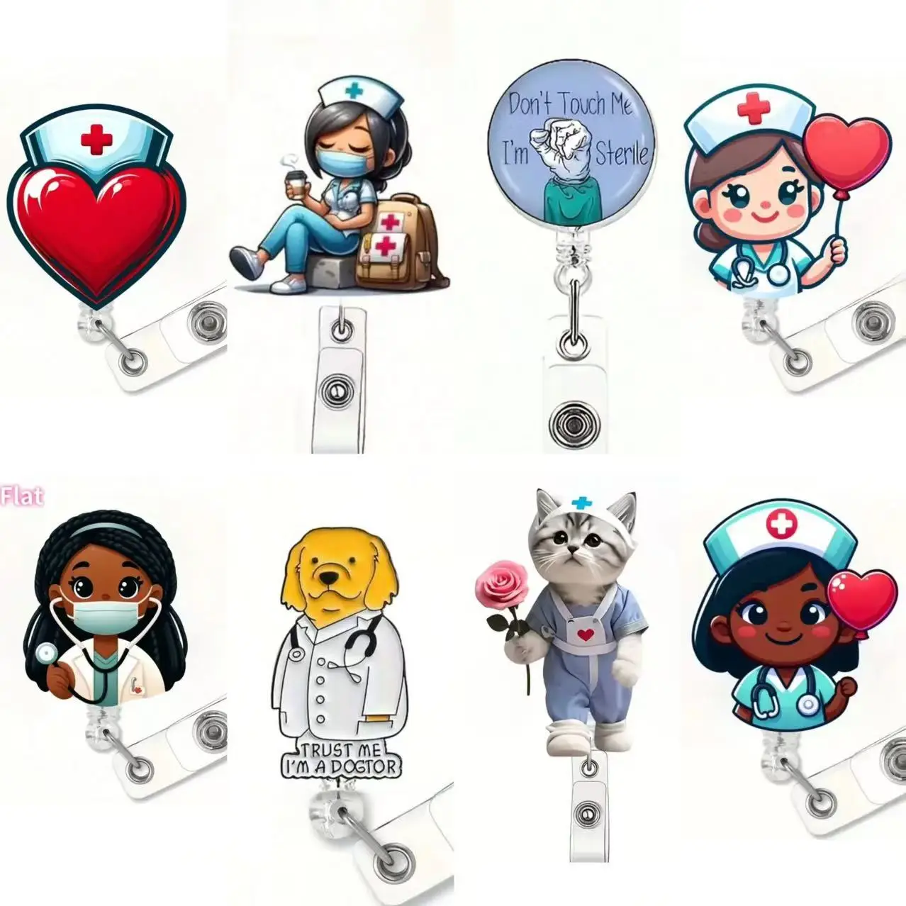 Bobine de badge rétractable, 1 pièce, design d'infirmière, porte-carte d'identité en acrylique Durable pour infirmières, employés de bureau et étudiants,