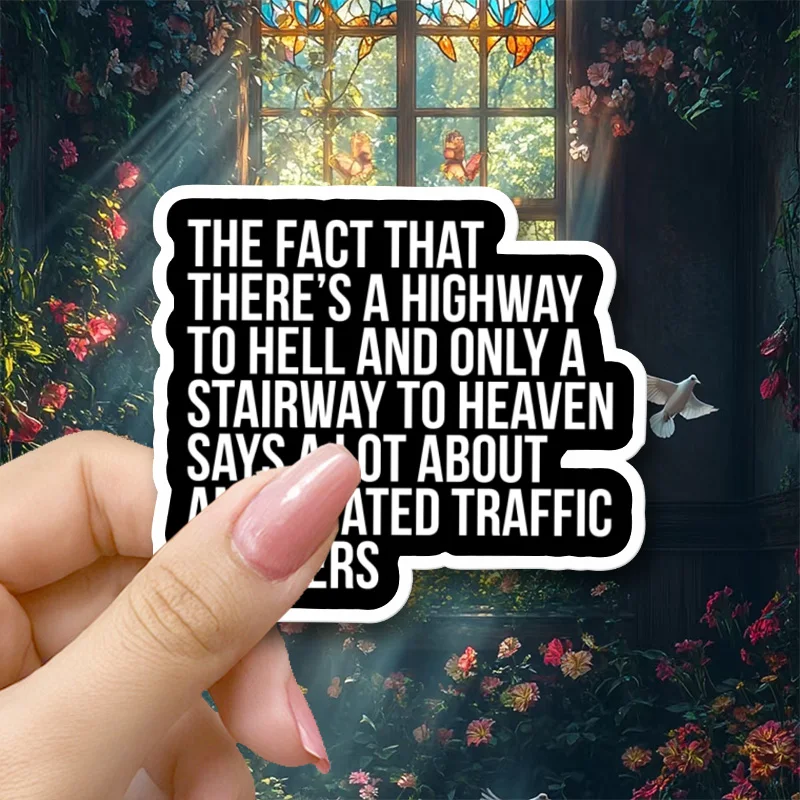 Cita divertida: Hay una carretera a la heladera y una escalera al cielo, pegatinas de vinilo.