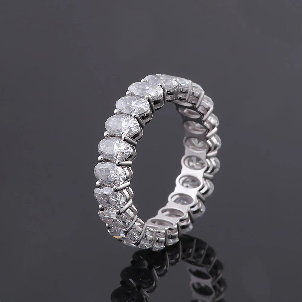 Imagem -05 - Moissanite Eternity Band para Homens e Mulheres Anéis de Noivado com Certificado Prata Esterlina 925 Anel de Casamento Corte Oval Diamante 3x5 mm