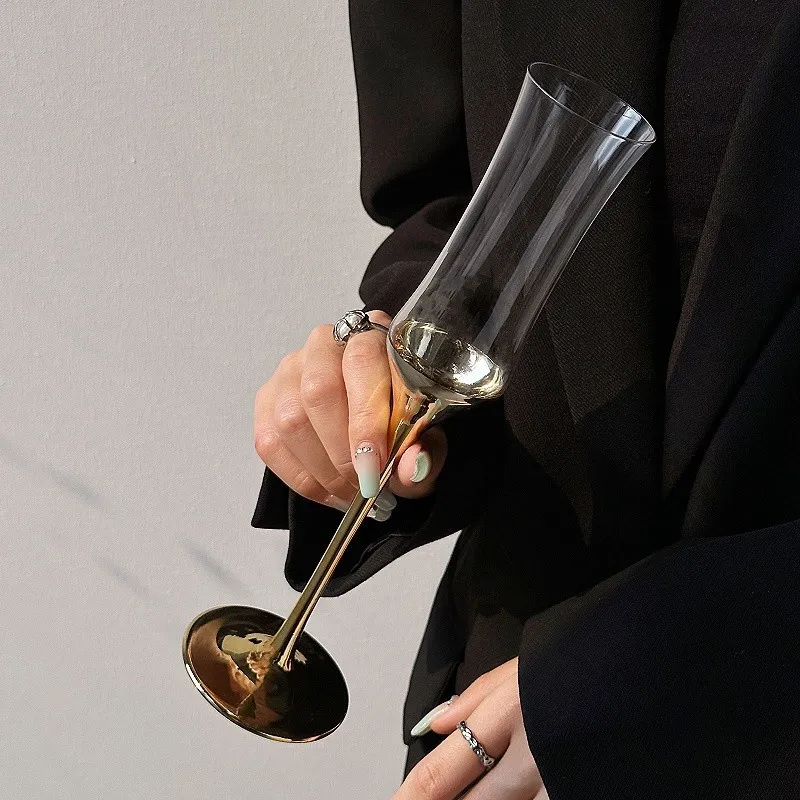 Copa de champán, par de copas de vino tinto, regalo de boda, juego de copas de cristal de colores, copa de cóctel, copa alta
