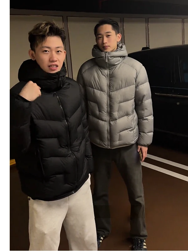 

Men's Outdoor Winter Jaet Thiened Lightweight Warm Cotton Coat Windproof Waterproof Hooded Faion Urban Sle Casual Wear