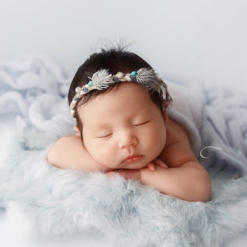 Properti fotografi baru lahir aksesori foto Studio properti selimut latar belakang bandana bunga bayi bungkus rajut lembut aksesori foto Studio