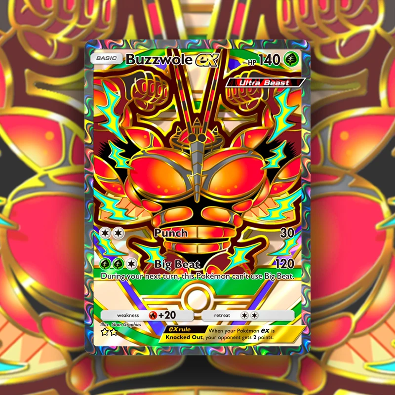 

PKM Buzzwole ex Basic TCG Pocket Eevee Series Singles Top Quality holographic Anime Collection Game Cards with Foil Texture