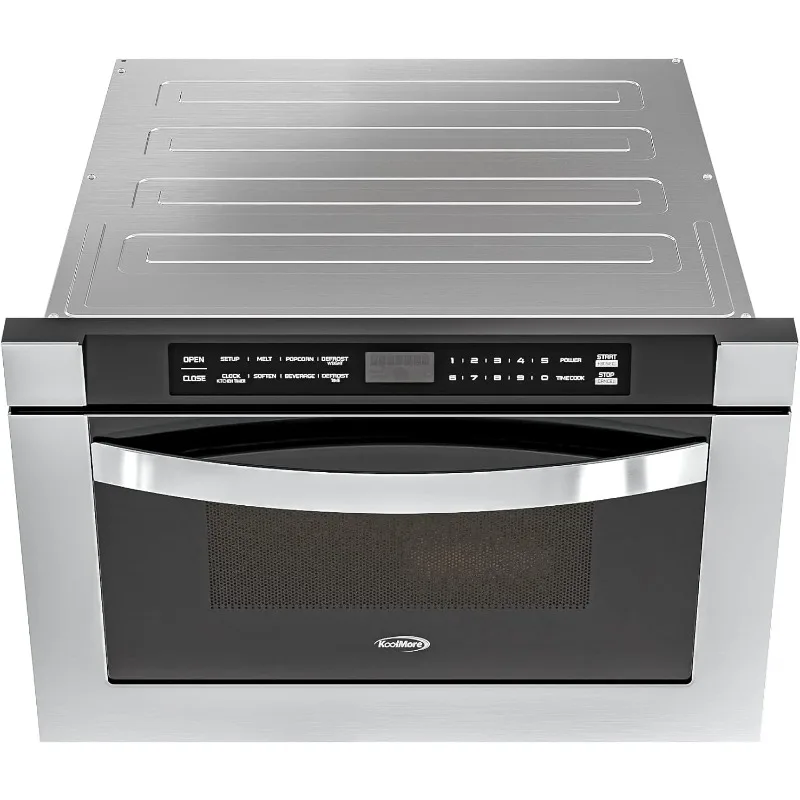 KoolMore KM-MD-1SS 24 Inch Stainless-Steel Microwave Drawer Capacity, 1000W Power with 10 Custom Cooking Levels,Memory Functions