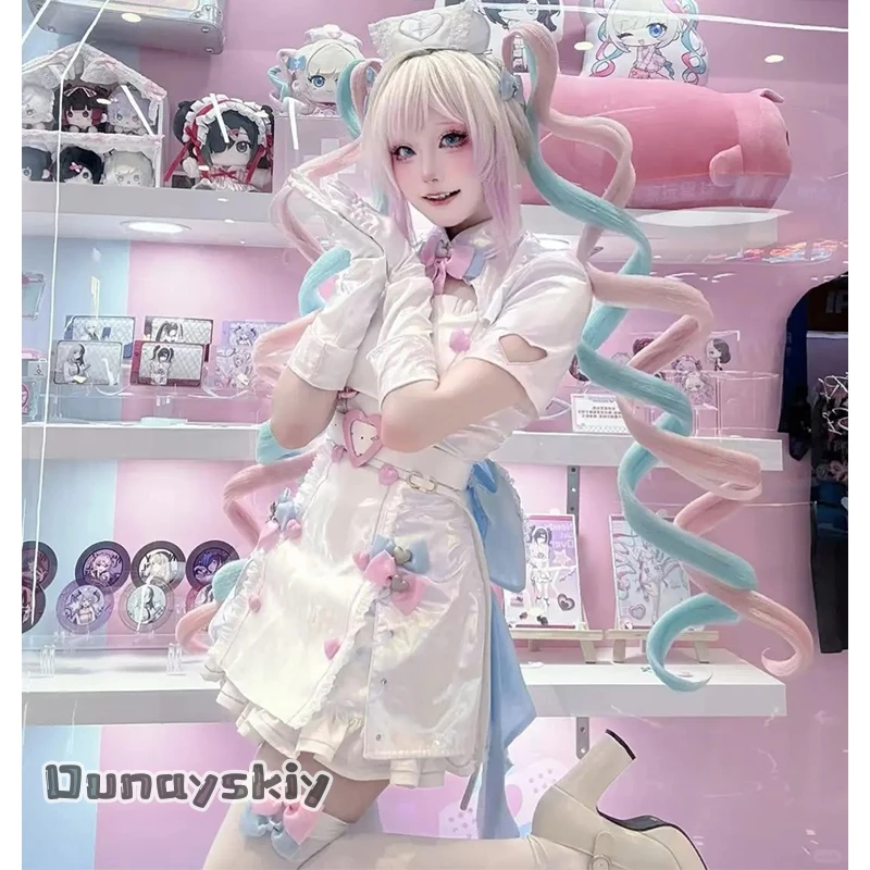 Костюм для косплея Чан Энджел из Needy Girl Overload: медсестра-цундере, парик, хвостики. Женский костюм для Хэллоуина, карнавала, тематической вечеринки.