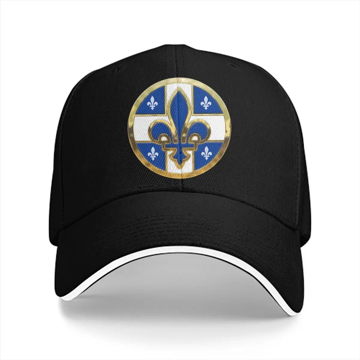 Pure Color Dad Hats Blue and Gold Round Label Women's Hat Sun Visor Caps Fleur De Lis Peaked Cap