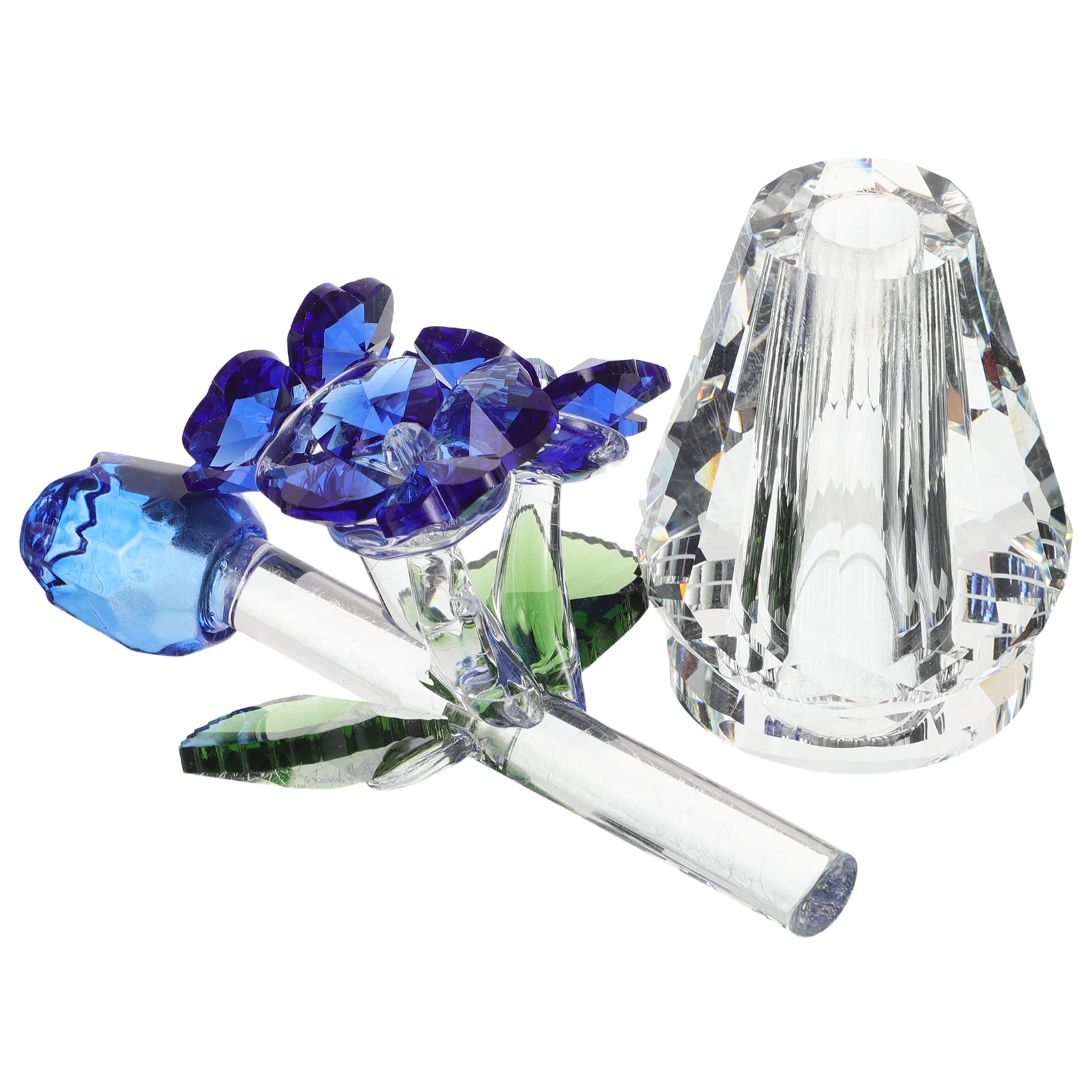 

Crystal Rose Flower Vase Elegant Handmade Crystal Bouquet Romantic Wedding Anniversary Home Tabletop Decoration