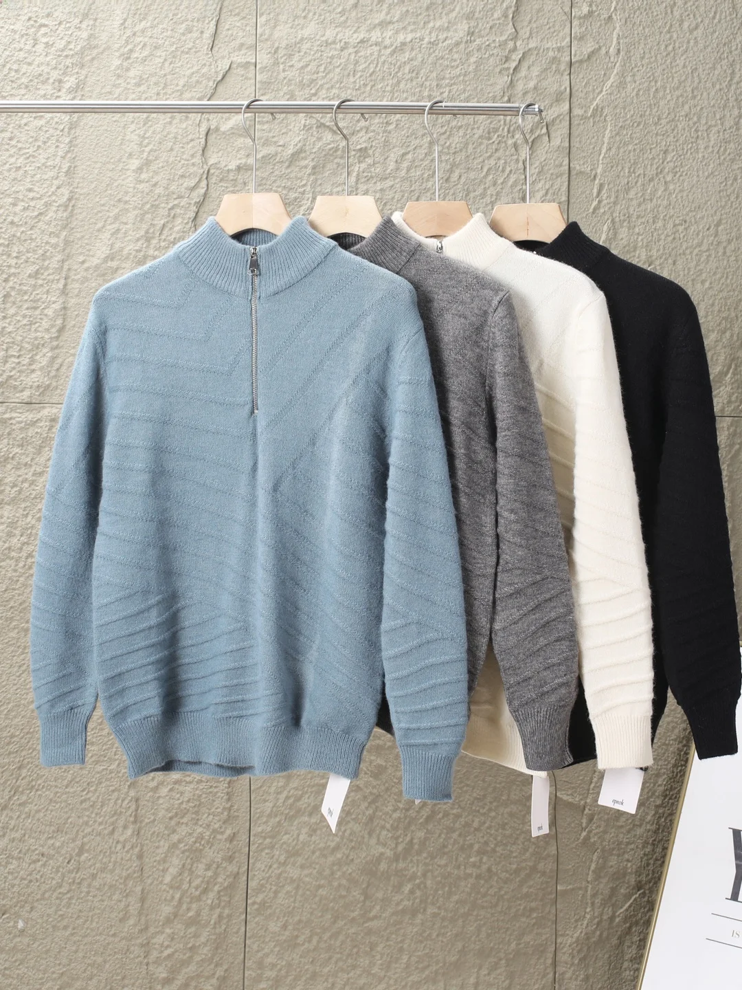 

Мужской вязаный свитер Lazy Sle на молнии, теплый, из смесового хлопка, для зимы, повседневный стиль