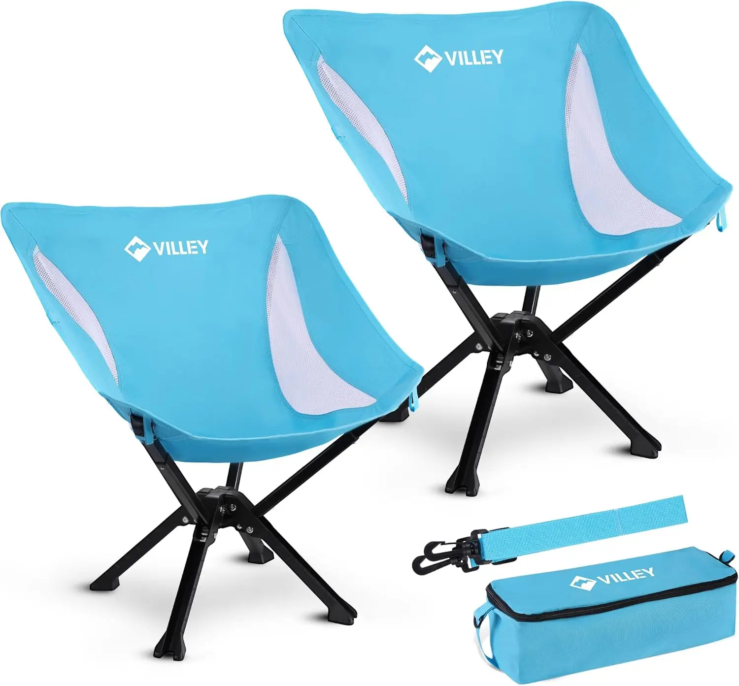 

Portable Folding Camping Chair, Lightweight, No Assembly, Quick Setup, 330 LBS, Blue, 2-Pack