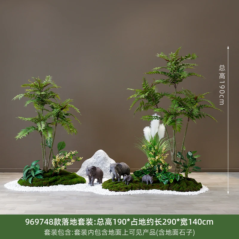 Green Plant Suit under the Stairs Landscaping Indoor Plant Landscape Imitative Tree Hotel Shopping Window Design