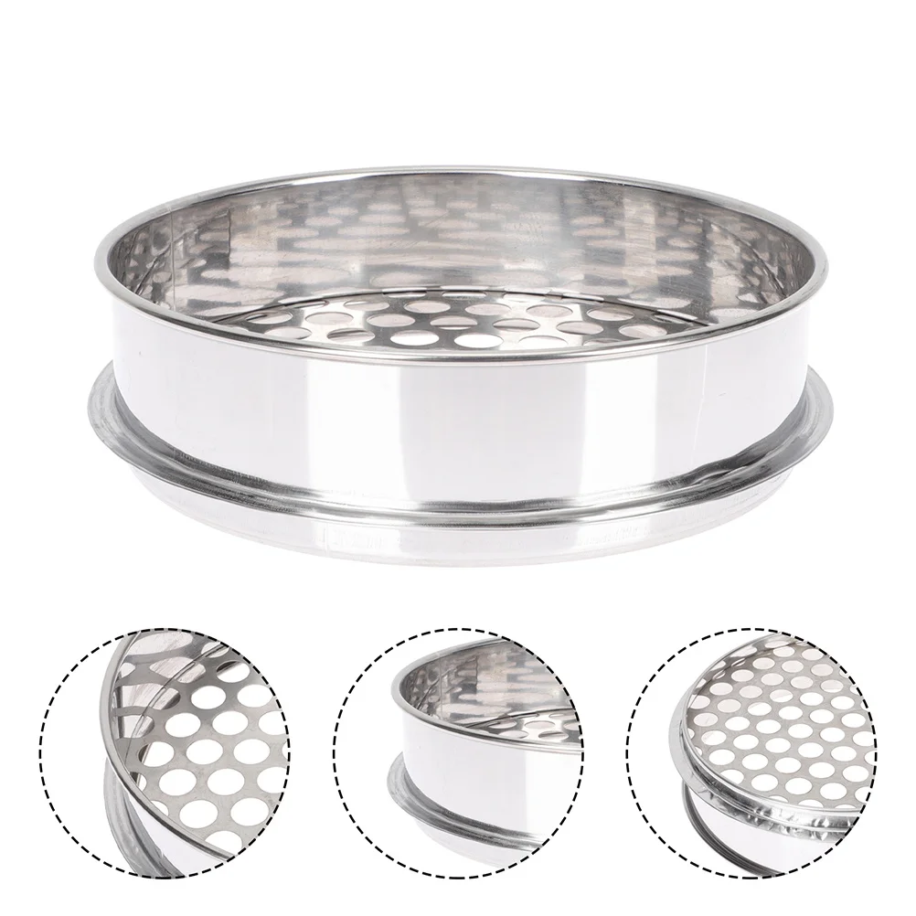 

2pcs Stainless Steel Round Hole Sifter Efficient Easy Clean For Food Gardening Lab Sand Compost Soil Rock Coffee Sifting