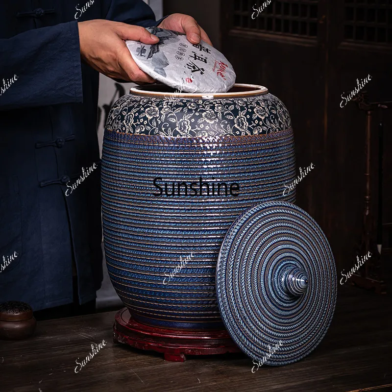 

Ceramic rice tank, bucket, household sealed and moisture-proof storage with lid