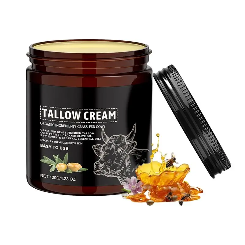 

Tallow Cream 120g Organic Grass Fed Face Cream Tallow Balm Women Body Butter Raw Wild Honey Natural Skin Care for Women Soft