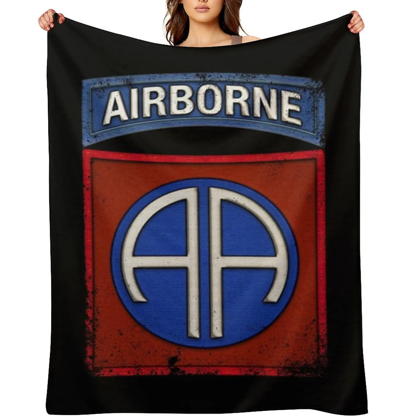 

82nd Airborne Div Parachutist Wings and Patch - Distressed Throw Blanket Beautifuls Thin Luxury St Blankets