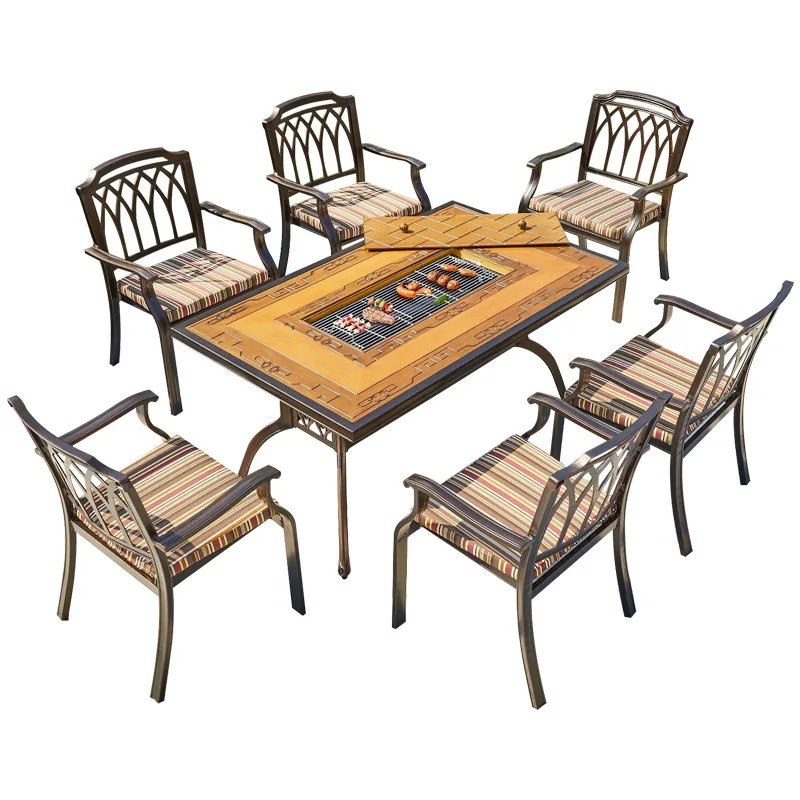 

Outdoor, leisure, cast aluminum, barbecue tables and chairs, outdoor, outdoor, patio, combination
