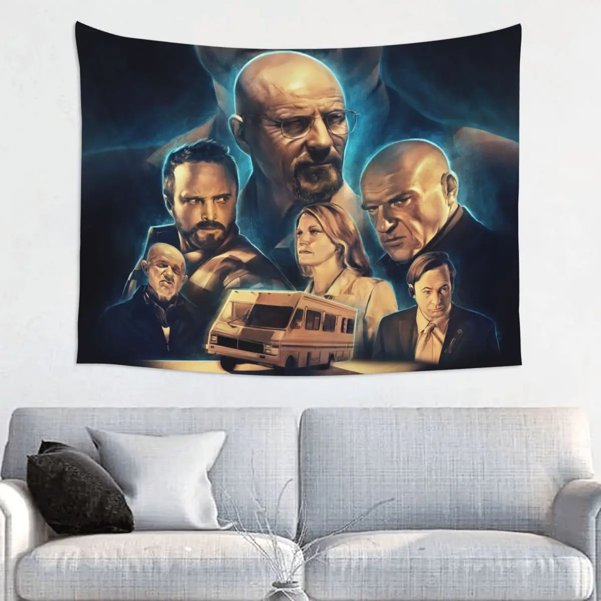 Breaking Bad Tapestry Hippie Fabric Wall Hanging Walter Jesse Hank Mikes Skyler Room Decor Curtain Psychedelic Wall Blanket