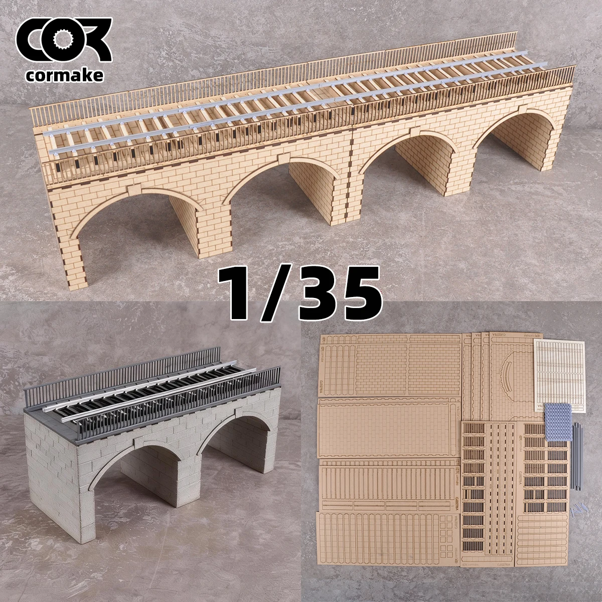 Assembly Architectural Model Miniature Bridge Wooden Bridge Steel Bridge RAILWAY BRIDGE Diorama Scale Model Kit 1/35