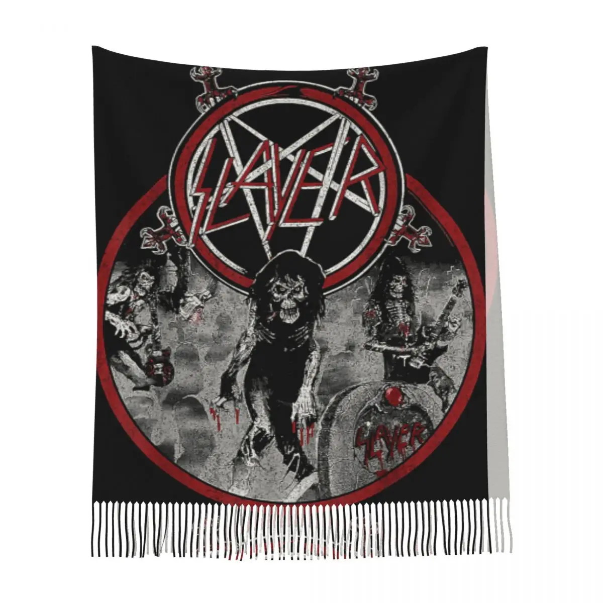 Heavy Metal Rock Slayer Live Undead Scarf Tassel Scarves for Women Soft Warm Shawls and Wraps Long Fall Winter Shawl Wrap