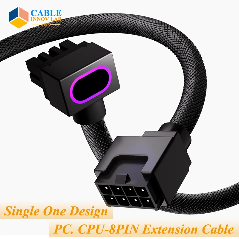 

ARGB 8PIN CPU Power Extension Cable 90 Degree Right Angle Connector for Intel/AMD Motherboard Sync