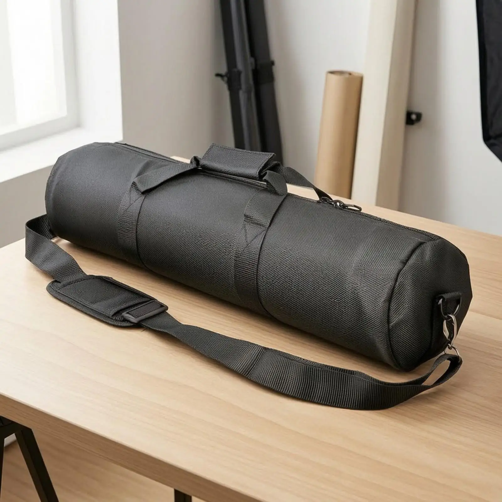 Tripod Storage Bag Cylindrical Camera Case Padded Oxford Shoulder Strap Protective Photography Equipment Carry Bag