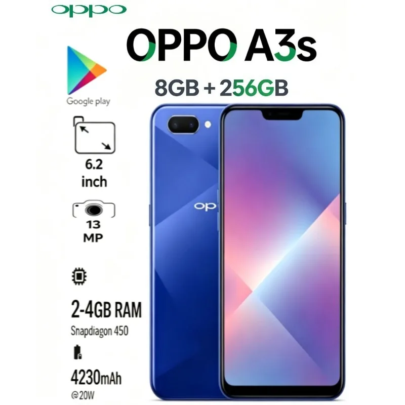 The latest 2026 OPPO A3s Global Edition smartphone, featuring 8GB + 256GB storage and a high-capacity 4230mAh battery