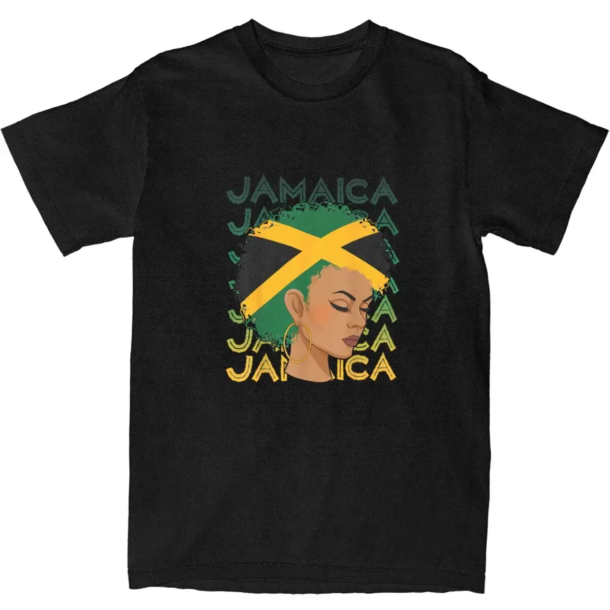 Men's T-Shirt Jamaican Black Girls Jamaica Flag Hair Womens T-Shirts Trendy Cool Beach Tees Awesome Cotton Tops Birthday Present