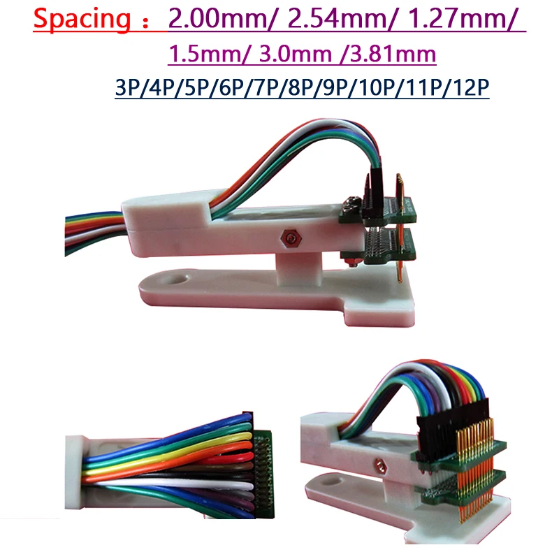 1.27MM 2.00MM 2.54MM PCB Programmer Test Clip Fixture 3P 4P 5P 6P 8P 12Pin Debug Download Burning Chip Clip ARM JTAG Probe TooL