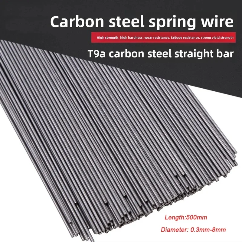 High Strength Carbon Steel Wire T9A Spring Steel Wire Straight Strip Diameter 0.3-8mm Length 500mm 2-20Pcs