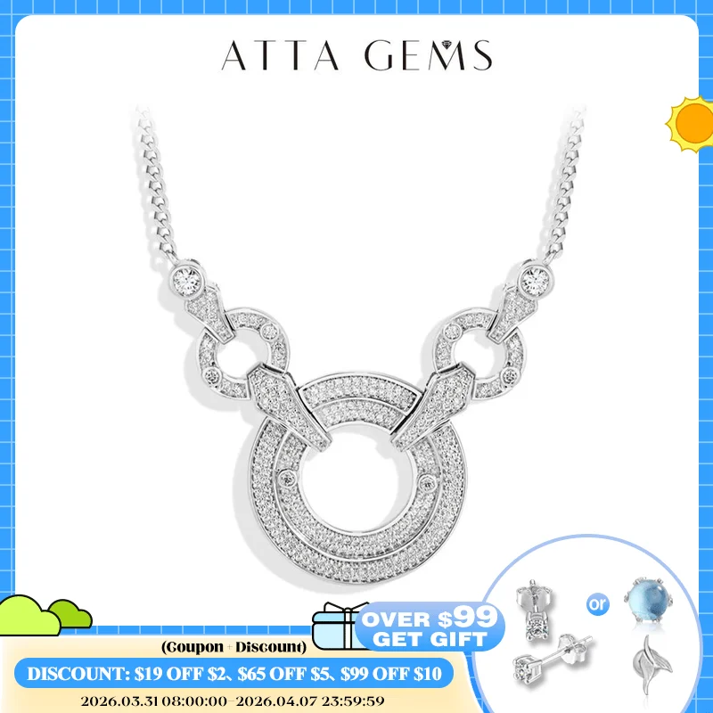 

ATTAGEMS большие круглые роскошные муассанитовые ожерелья из стерлингового серебра 925 пробы, золото 18 карат для женщин, помолвка, подарки на день Святого Валентина, ювелирные изделия