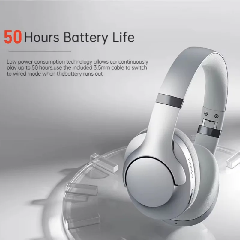 Auriculares inalámbricos Bluetooth 5,4 montados en la cabeza ANC con batería de larga duración y auriculares HIFI con reducción activa de ruido de oído completo AUX